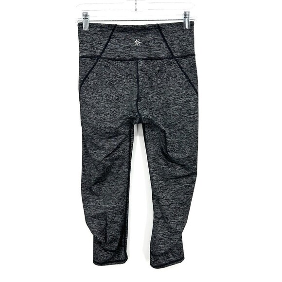 ATHLETA Gray Space Dye Ruched Leg Cropped Workout Leggings Size Small - Picture 2 of 6
